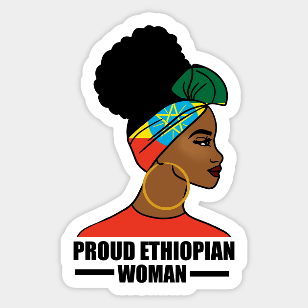 Proud Ethiopian Woman, Ethiopia Flag, Afro African Sticker by logiamerch